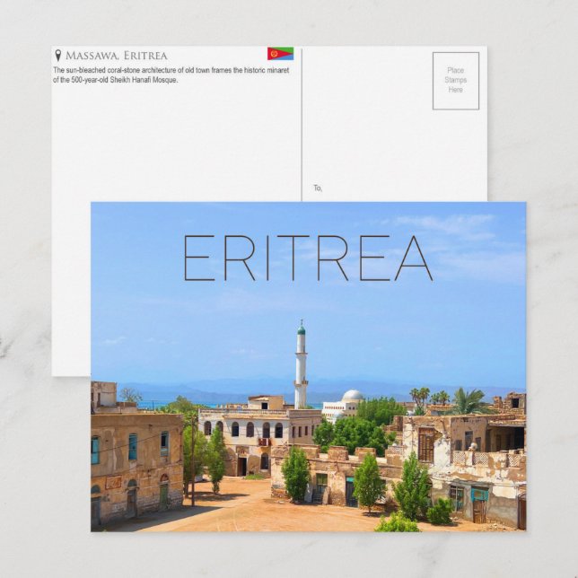 Tarjeta postal de viaje de Massawa, Eritrea (Anverso / Reverso)