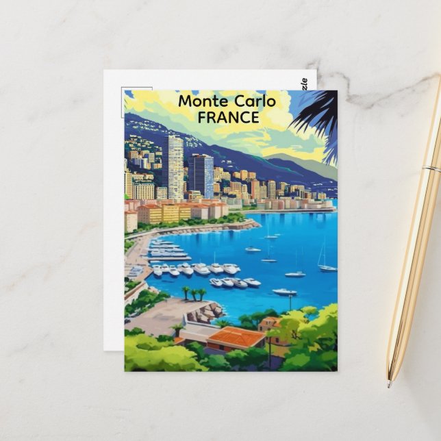 Tarjeta postal de viaje de Monte Carlo Mónaco, tar (Anverso/Reverso In Situ)