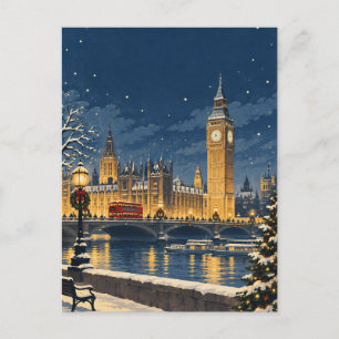 Tarjeta Postal de viaje de Navidad Vintage Londres