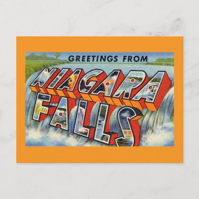 Tarjeta postal de viaje de Niagara Falls (Anverso)