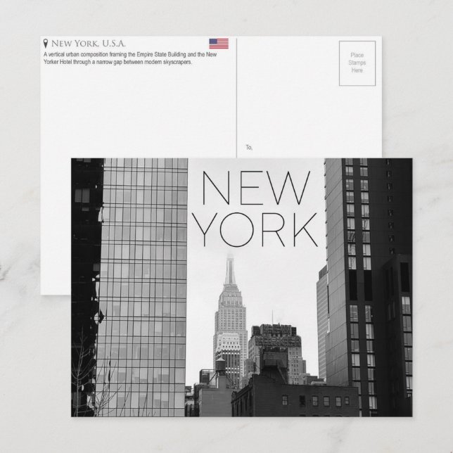 Tarjeta postal de viaje de Nueva York, EE. UU. (Anverso / Reverso)