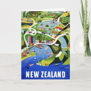 Tarjeta postal de viaje de Nueva Zelanda Cuta Vint
