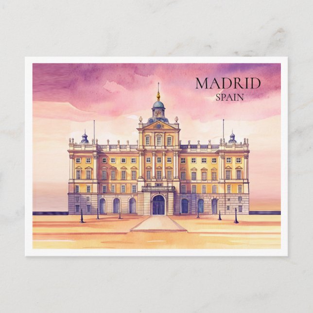 Tarjeta Postal de viaje de paisaje urbano de Madri (Anverso)
