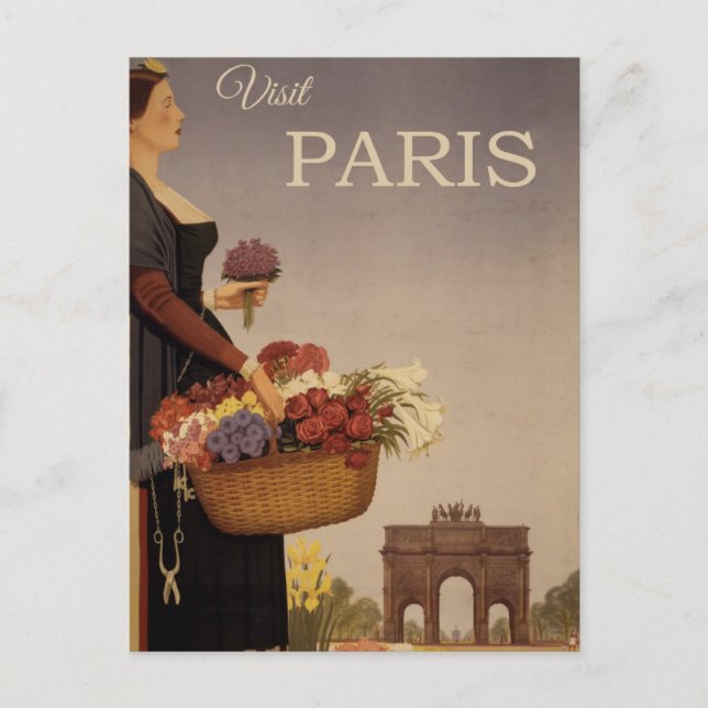 Tarjeta postal de viaje de París de época (Anverso)