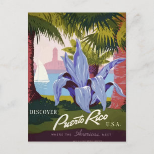 Tarjeta postal de viaje de Puerto Rico Vintage