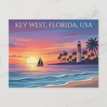 Tarjeta Postal de Viaje de Puestas de Sol en Key W