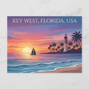 Tarjeta Postal de Viaje de Puestas de Sol en Key W