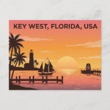 Tarjeta Postal de Viaje de Puestas de Sol en Key W