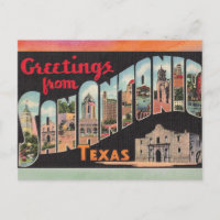 Tarjeta postal de viaje de San Antonio Texas