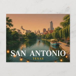 Tarjeta postal de viaje de San Antonio Texas   Pas