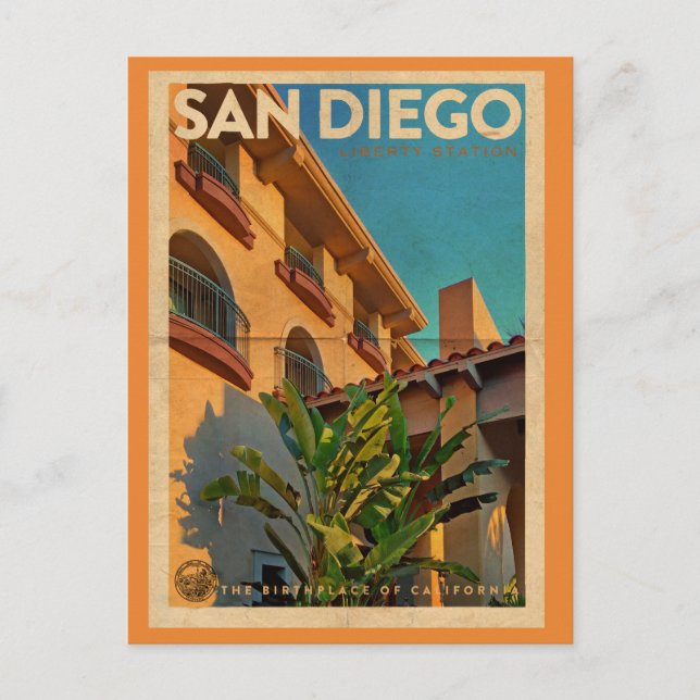 Tarjeta postal de viaje de San Diego (Anverso)