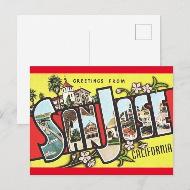 Tarjeta postal de viaje de San José, California Vi (Anverso / Reverso)