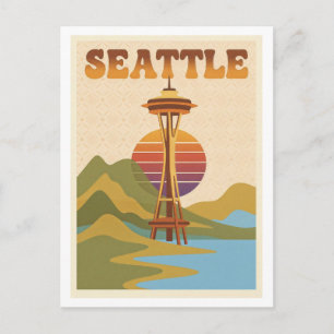 Tarjeta postal de viaje de Seattle retro años 70 c