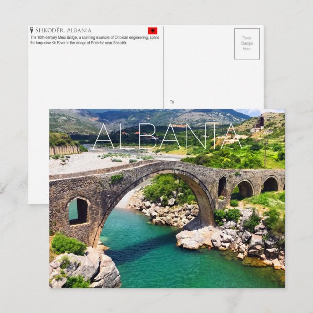 Tarjeta postal de viaje de Shkodër, Albania (Anverso / Reverso)