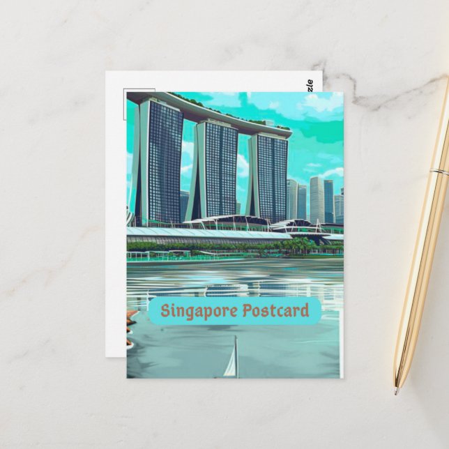 Tarjeta postal de viaje de Singapur, Tarjeta posta (Anverso/Reverso In Situ)