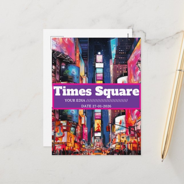 Tarjeta postal de viaje de Times Square, Tarjeta p (Anverso/Reverso In Situ)