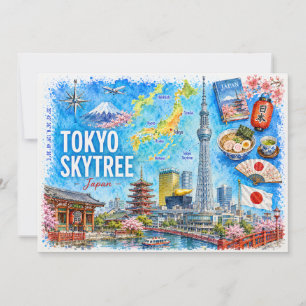 Tarjeta postal de viaje de Tokio Skytree Japón acu