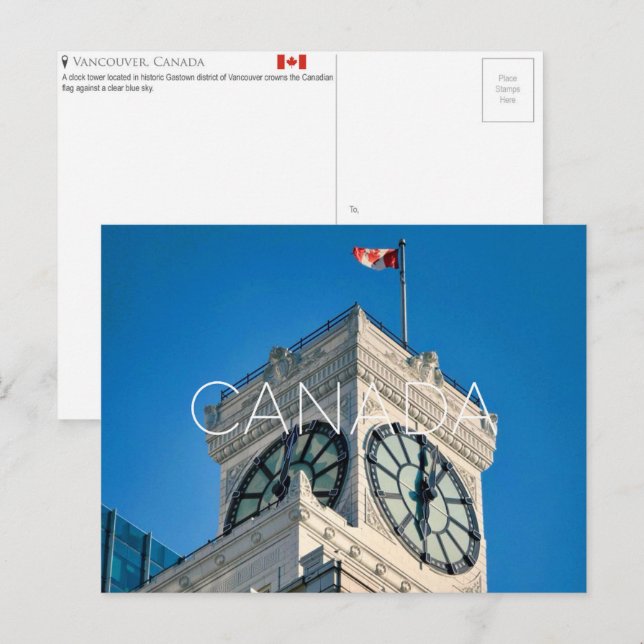 Tarjeta postal de viaje de Vancouver, Canadá (Anverso / Reverso)