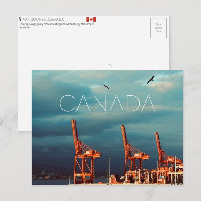 Tarjeta postal de viaje de Vancouver, Canadá (Anverso / Reverso)