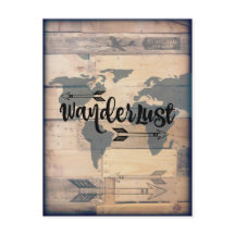 Tarjeta postal de viaje de Wanderlust Rustic Wood