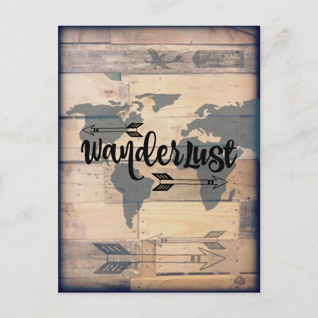Tarjeta postal de viaje de Wanderlust Rustic Wood (Anverso)