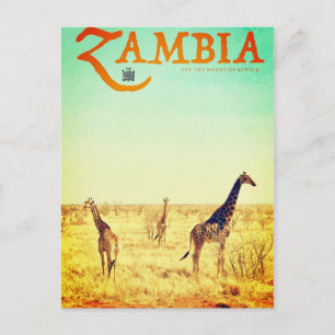 Tarjeta postal de viaje de Zambia antigua