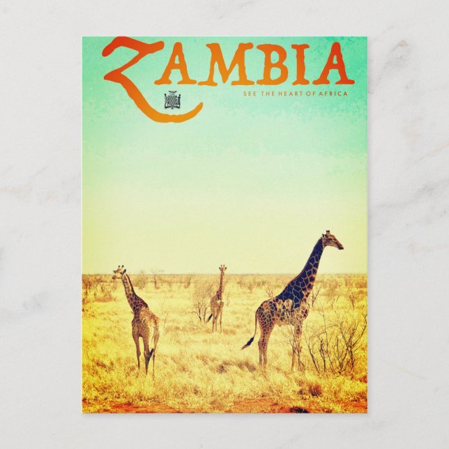 Tarjeta postal de viaje de Zambia antigua (Anverso)