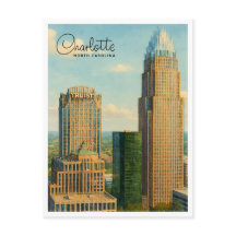 Tarjeta postal de viaje del cielo de Charlotte NC