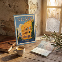 Tarjeta postal de viaje del Coliseo de Roma Italia