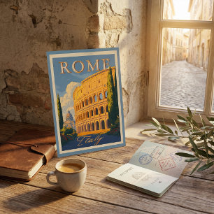 Tarjeta postal de viaje del Coliseo de Roma Italia