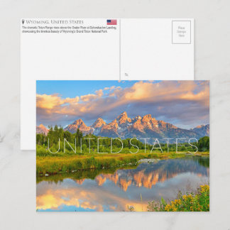 Tarjeta postal de viaje del Gran Tetón, Estados Un