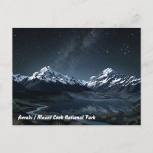 Tarjeta postal de viaje del Parque Nacional Aoraki