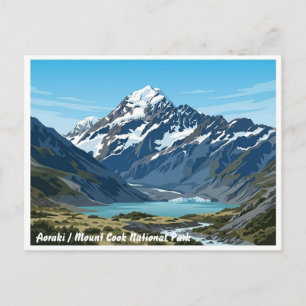 Tarjeta postal de viaje del Parque Nacional Aoraki