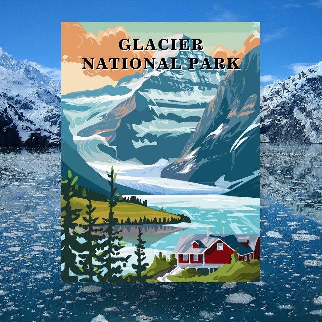 Tarjeta postal de viaje del Parque Nacional Glacie (Glacier National Park, Montana Travel Postcard)