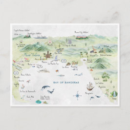 Tarjeta postal de viaje en acuarela | Puerto Valla