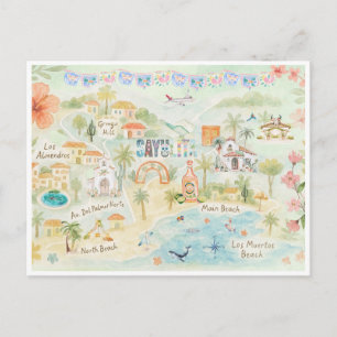Tarjeta postal de viaje en acuarela   Sayulita Méx