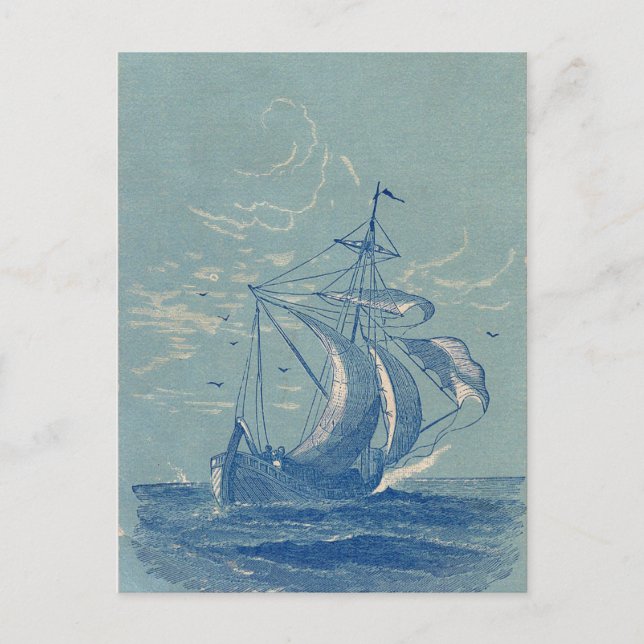 Tarjeta postal de viaje en barco de vela (Anverso)