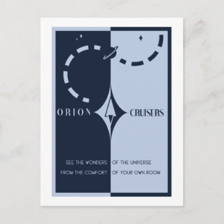 Tarjeta postal de viaje espacial - Cruceros Orion