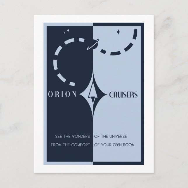 Tarjeta postal de viaje espacial - Cruceros Orion (Anverso)