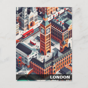 Tarjeta postal de viaje isométrico de Londres