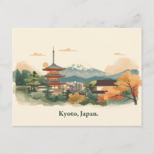 Tarjeta postal de viaje Minimal Boho Kyoto Japón