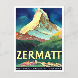 Tarjeta postal de viaje para Suiza Zermatt