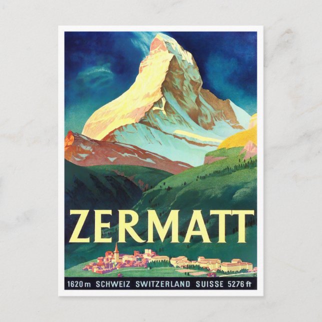 Tarjeta postal de viaje para Suiza Zermatt (Anverso)