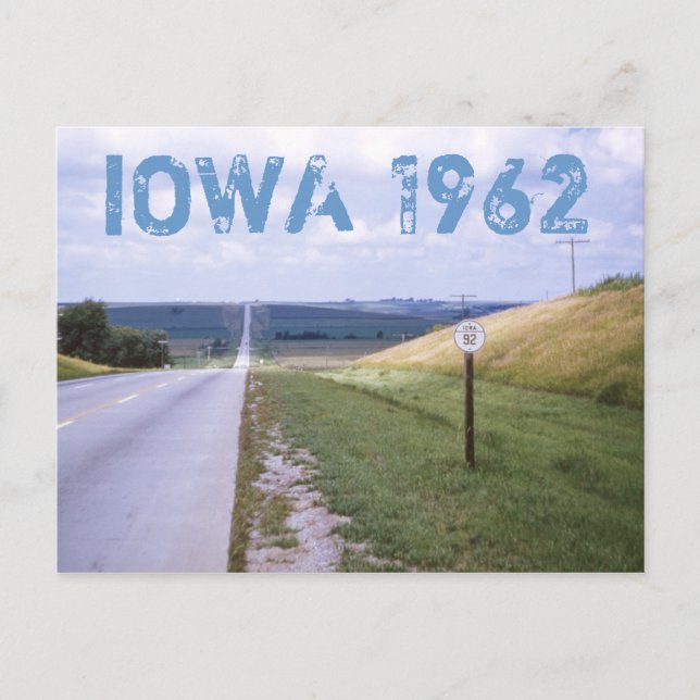 Tarjeta postal de viaje por carretera Iowa 1962 (Anverso)