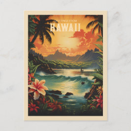 Tarjeta postal de viaje por playa tropical de Hawá