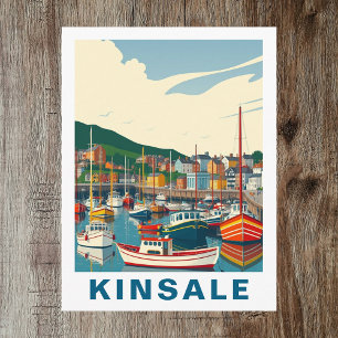 Tarjeta postal de viaje Retro Kinsale Cork Irlanda