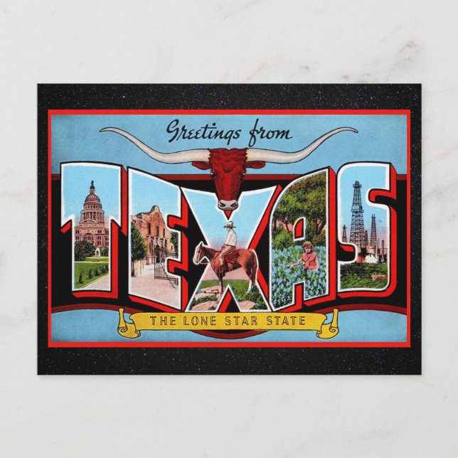 Tarjeta postal de viaje Saludos desde Texas (Anverso)