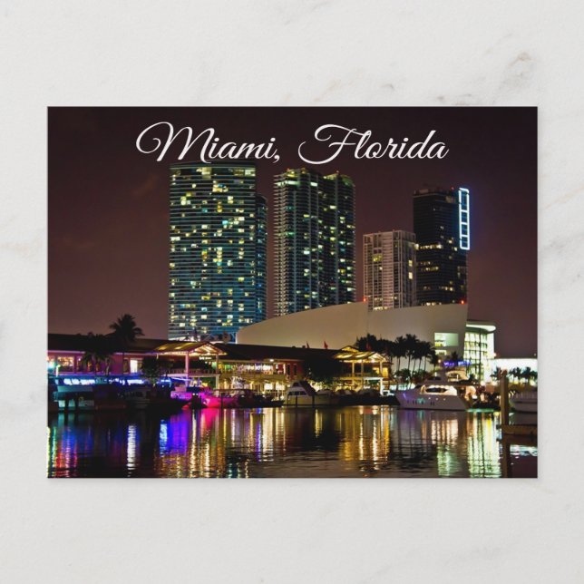 Tarjeta postal de viaje Sklyline de Miami Beach Fl (Anverso)