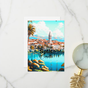Tarjeta postal de viaje Split Croacia, Arte de via