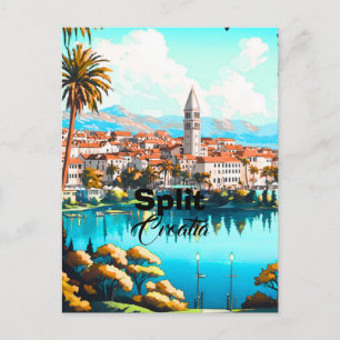 Tarjeta postal de viaje Split Croacia, Arte de via